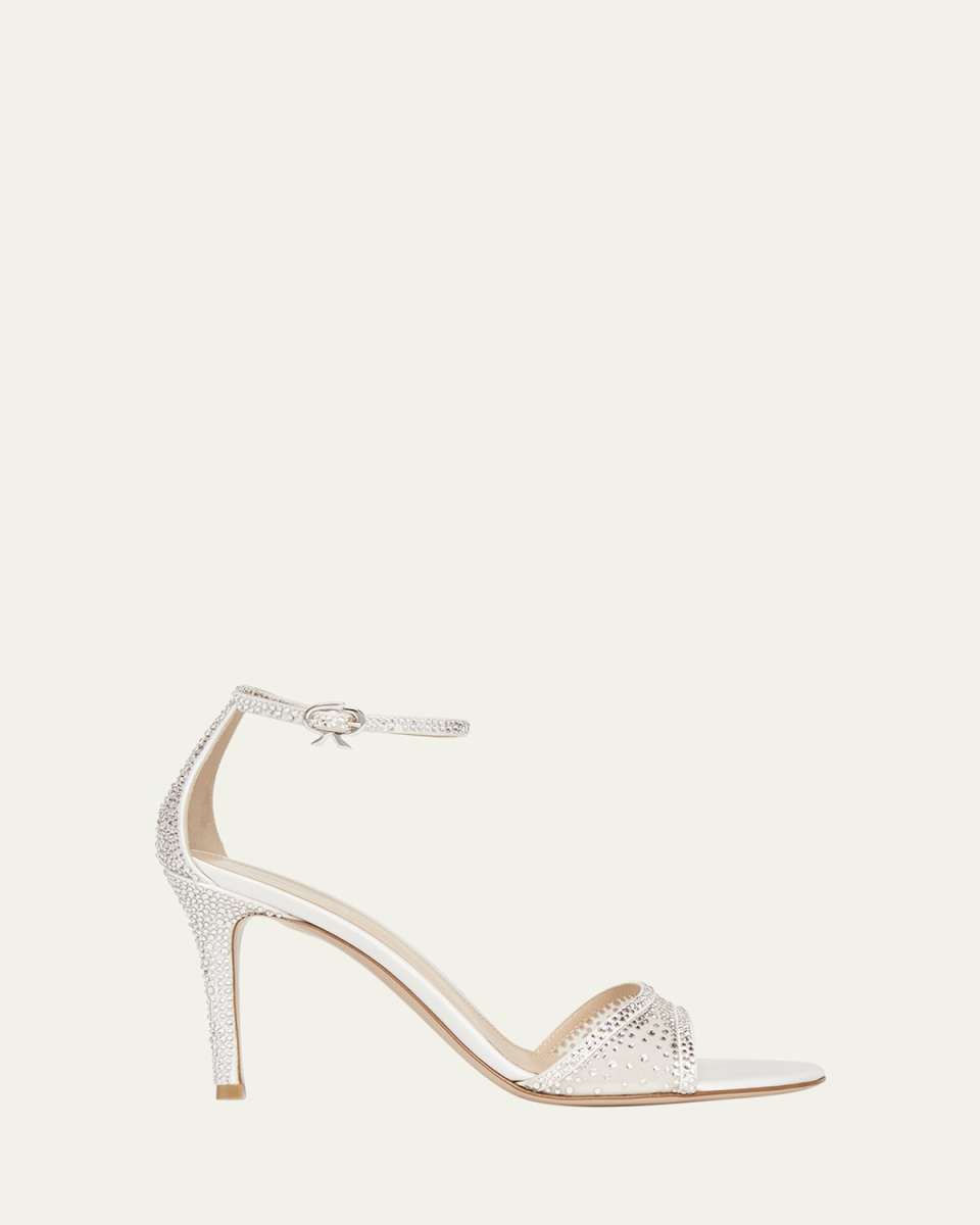 Strass Organza Ankle-Strap Cocktail Sandals